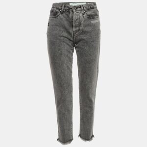 Off-White Grey Denim Raw Edge Skinny Jeans S/waist 26"